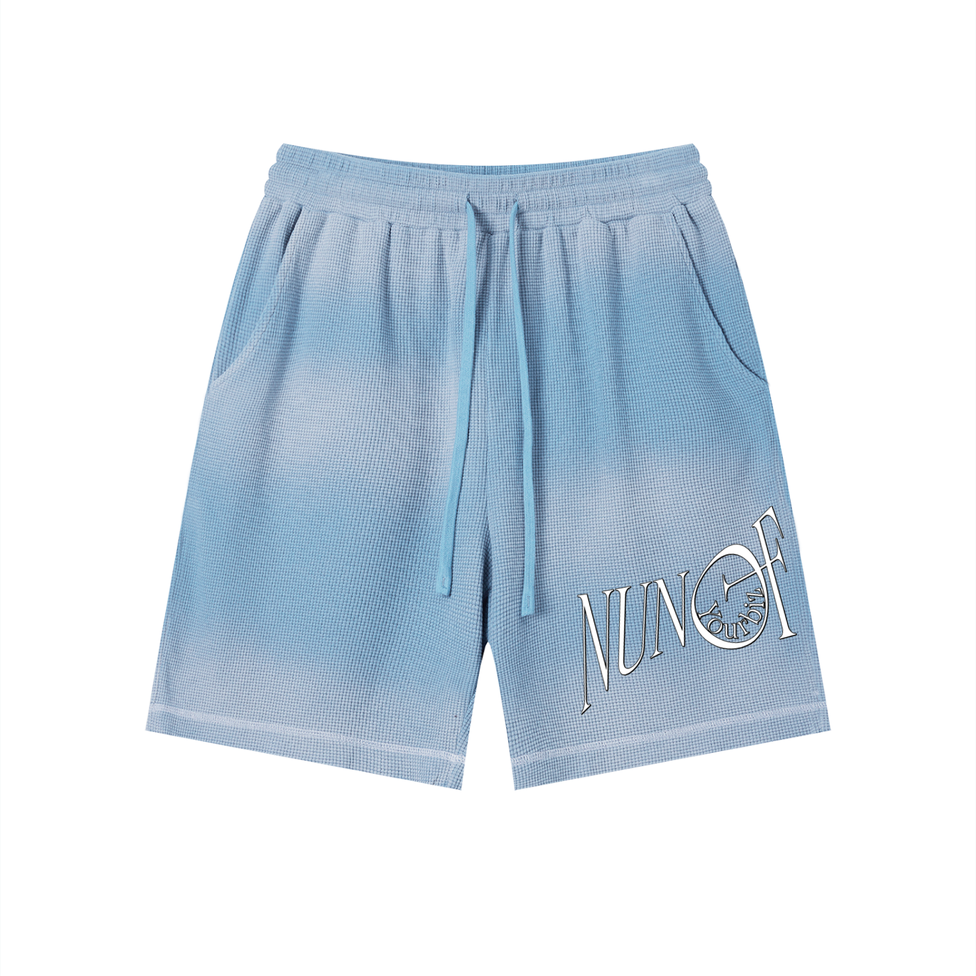 Unisex Sunfade Waffle Raw Hem Shorts