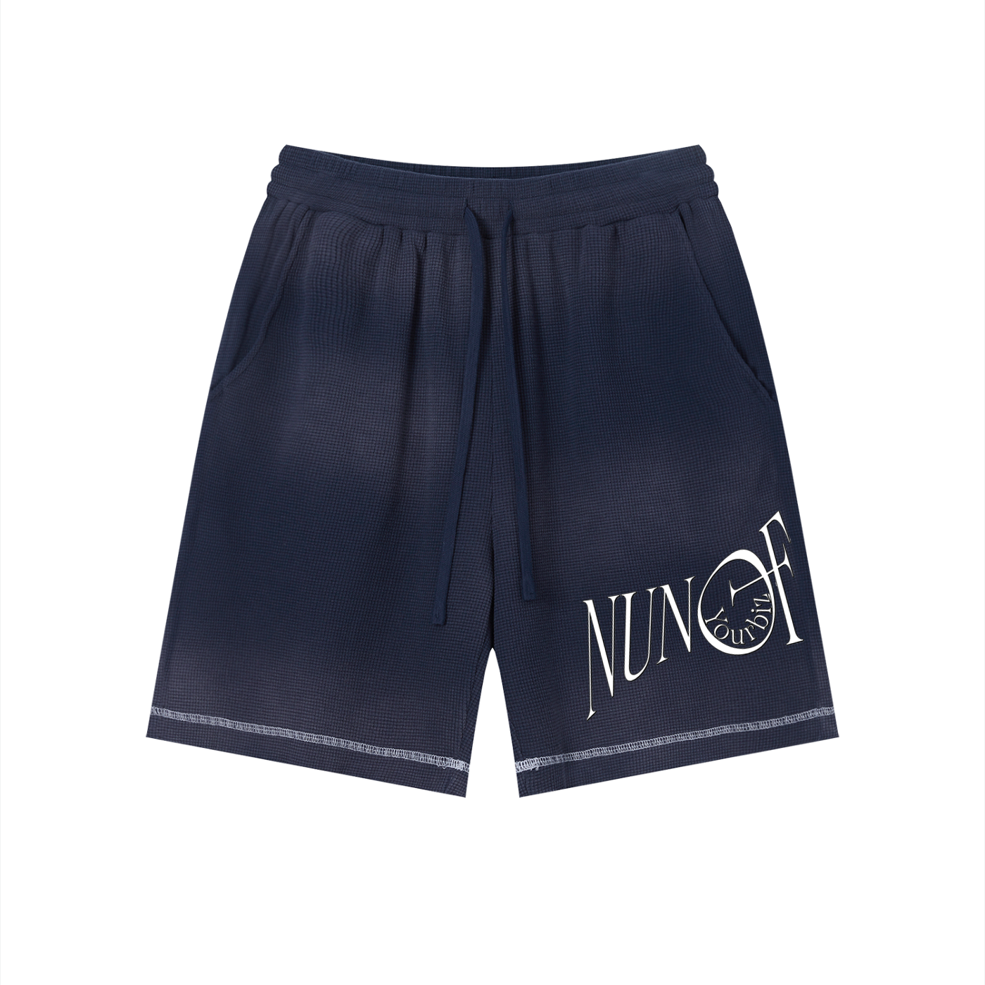 Unisex Sunfade Waffle Raw Hem Shorts