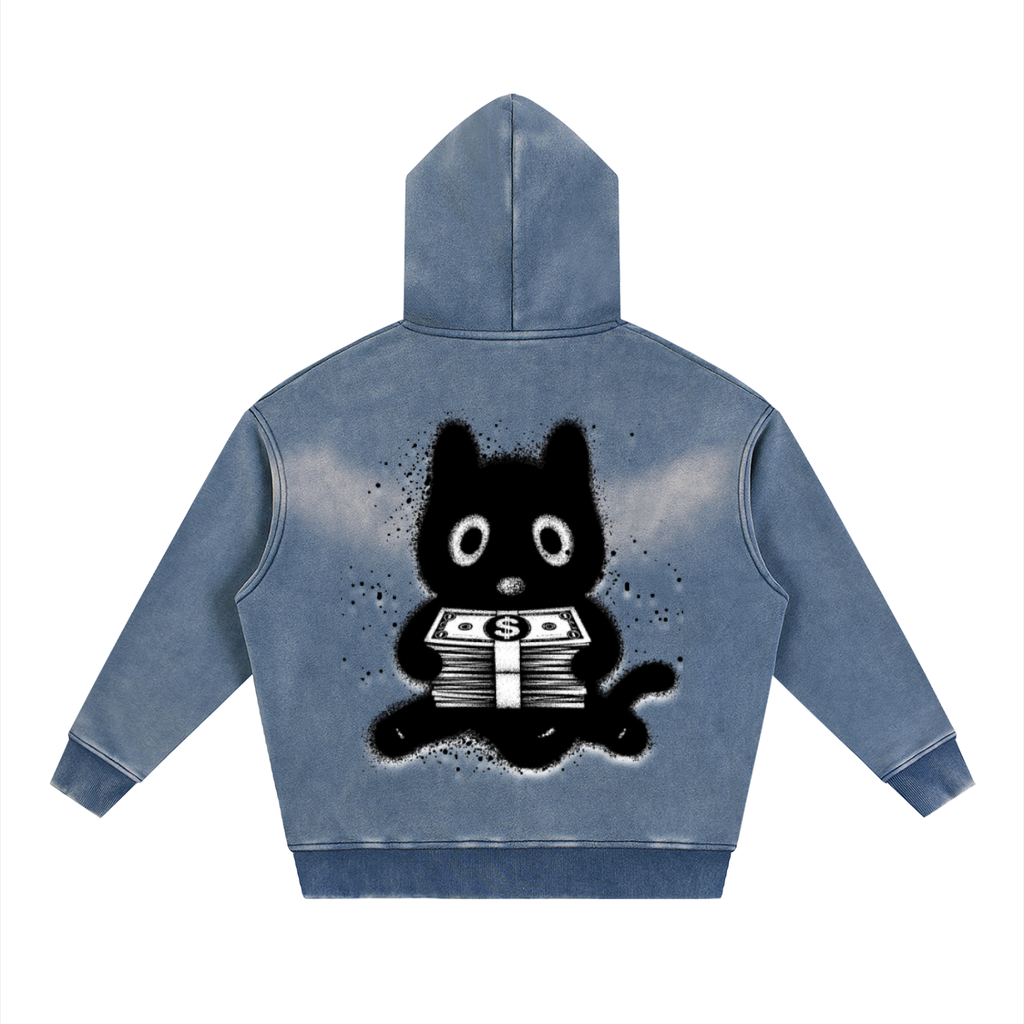 Sunfade Two-way Zipper Boxy Fleece Hoodie