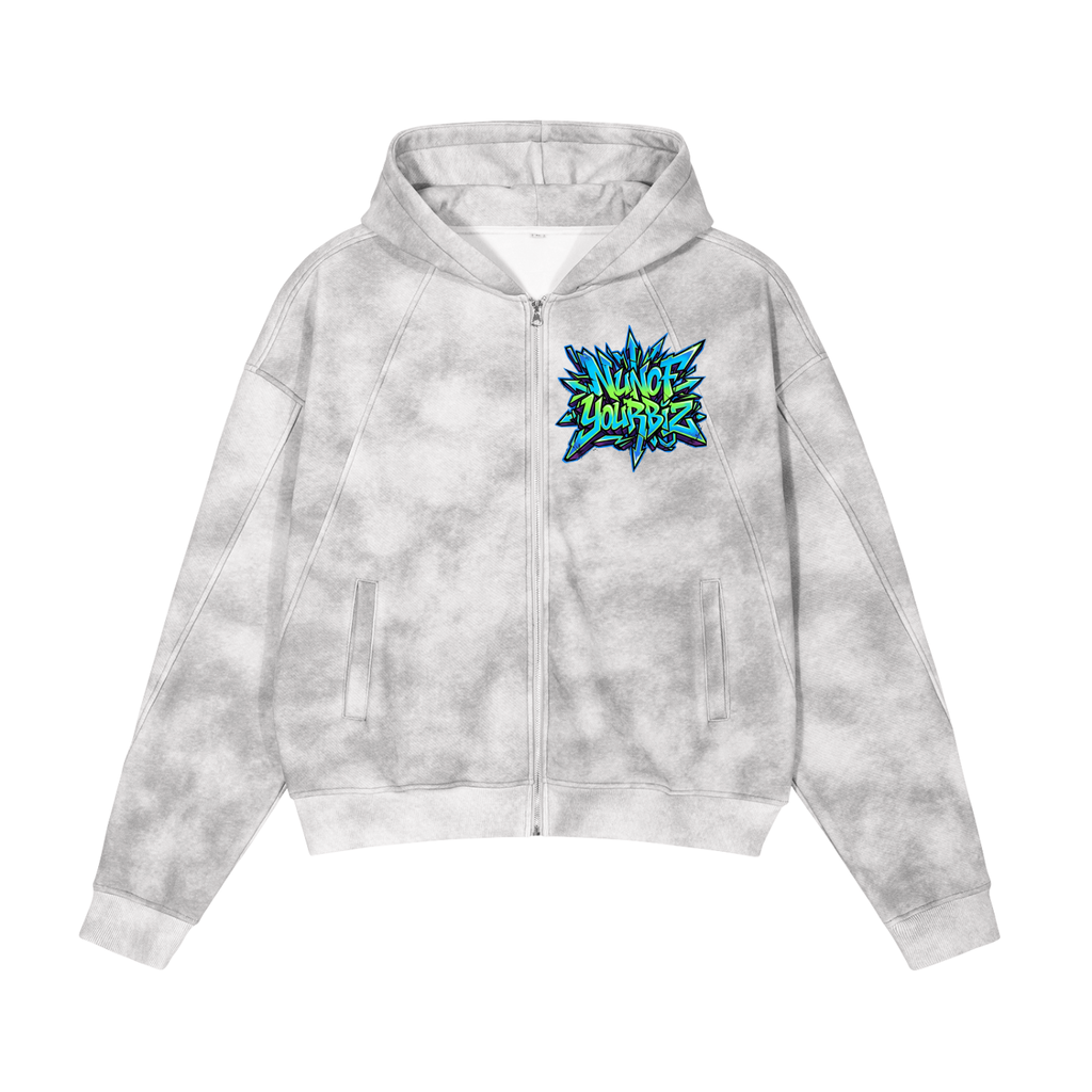 Dirty Washed Zip-Up Fleece Hoodie