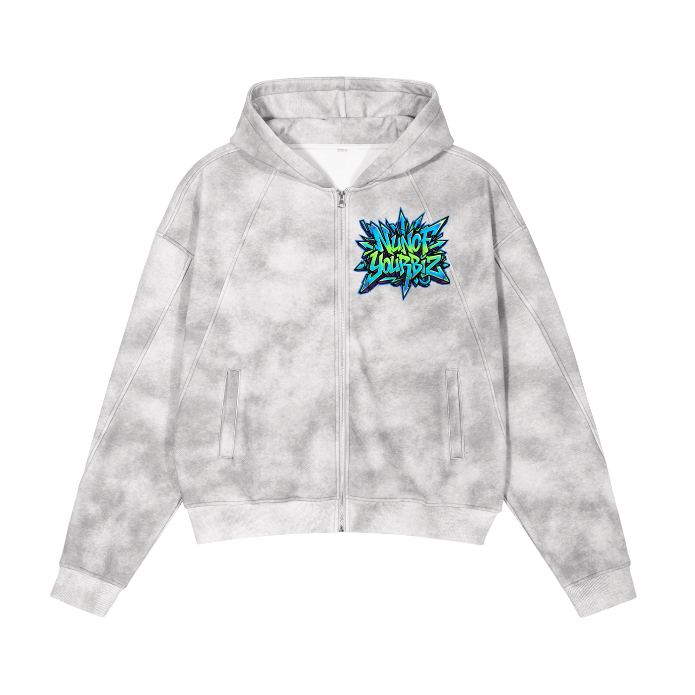 Dirty Washed Zip-Up Fleece Hoodie