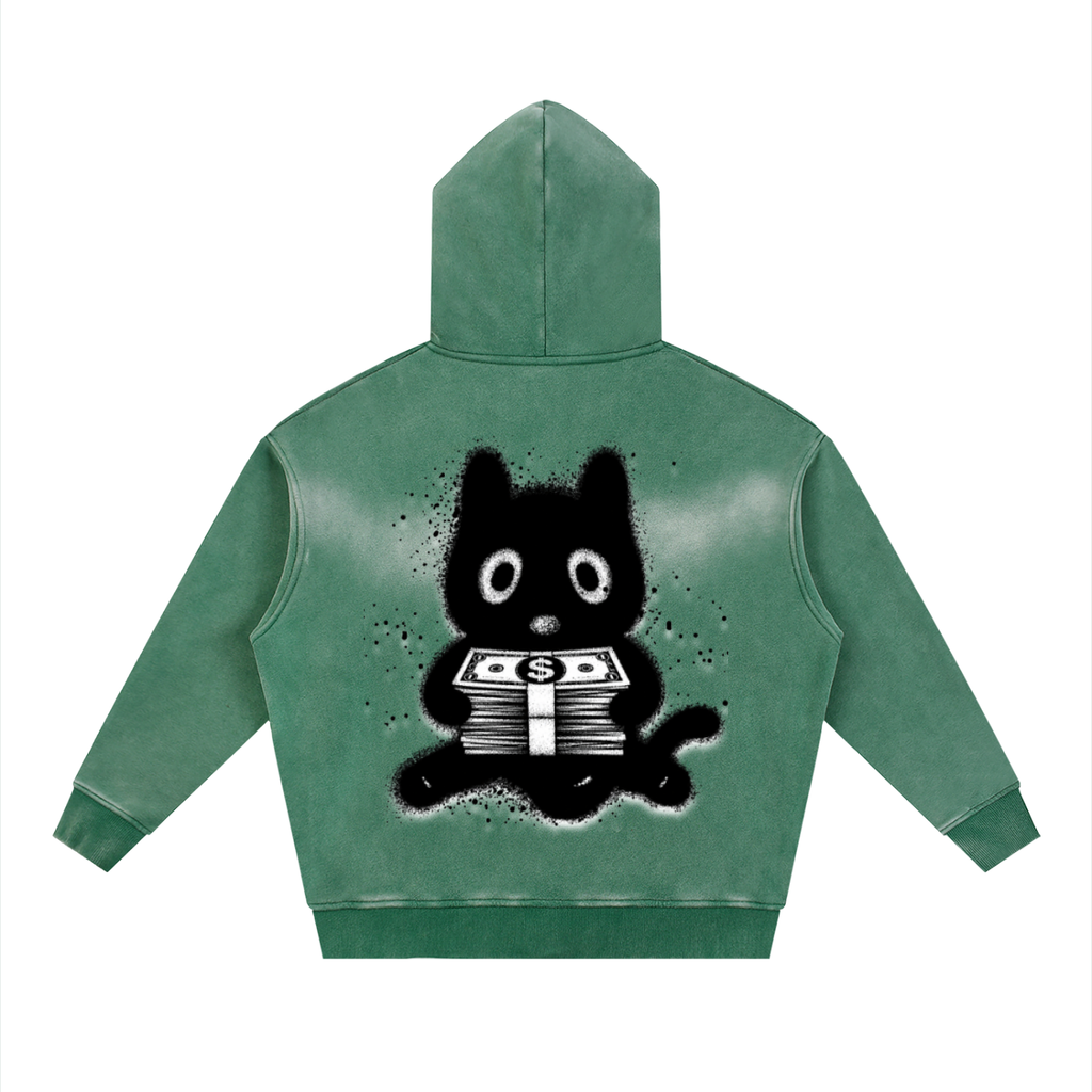 Sunfade Two-way Zipper Boxy Fleece Hoodie