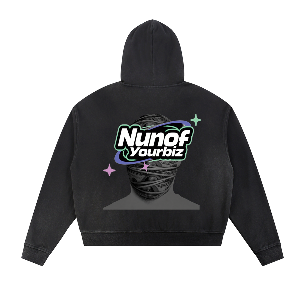 Sun Fade Frayed Raw Edge Fleece Zip Hoodie