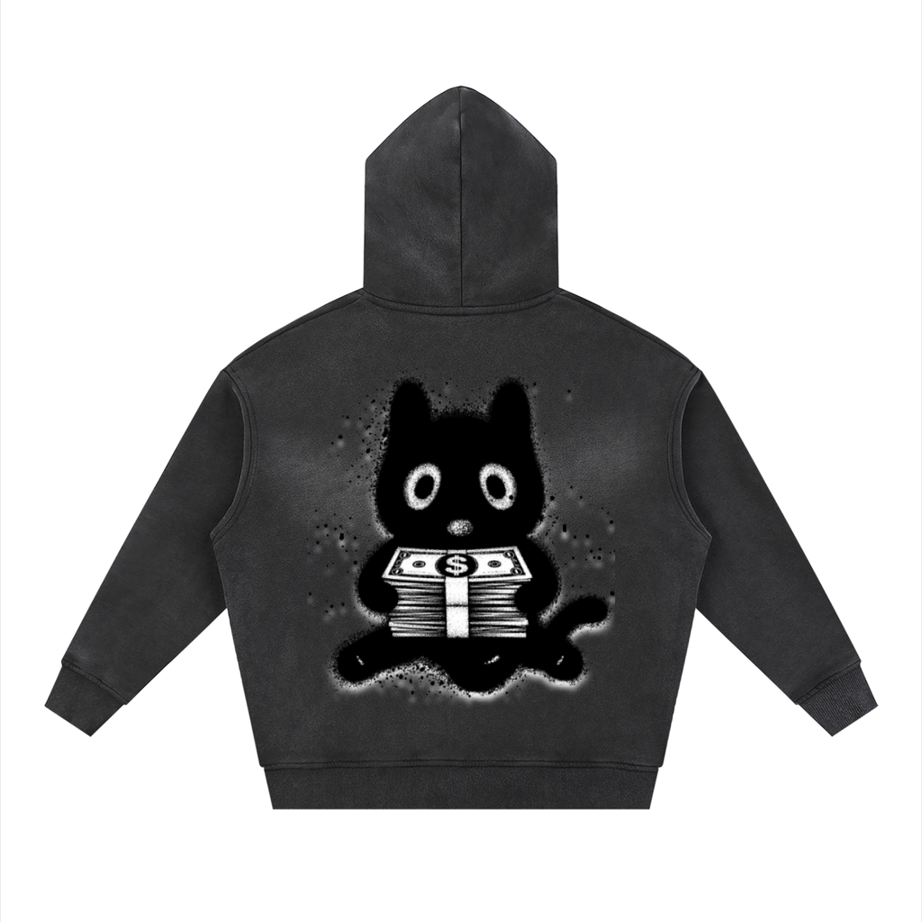 Sunfade Two-way Zipper Boxy Fleece Hoodie